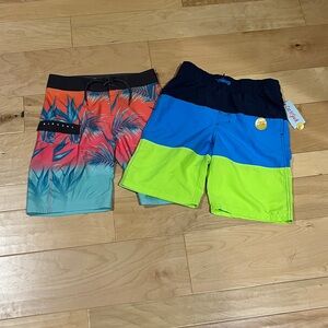 NWT Rip Curl Orange and Blue Swim Trunks size 12